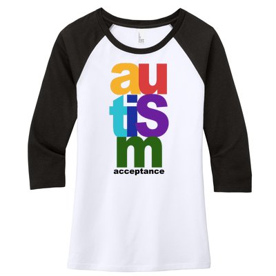 Autism Acceptance Colorful Women's Tri-Blend 3/4-Sleeve Raglan Shirt