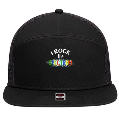 Autism Awareness Cute Gif I Rock The Spectrum Gift 7 Panel Mesh Trucker Snapback Hat