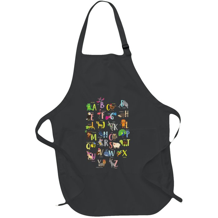 Alphabet Animals Cute Abcs Learning Study Learn Letters Full-Length Apron With Pockets
