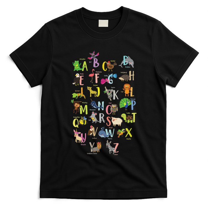 Alphabet Animals Cute Abcs Learning Study Learn Letters T-Shirt
