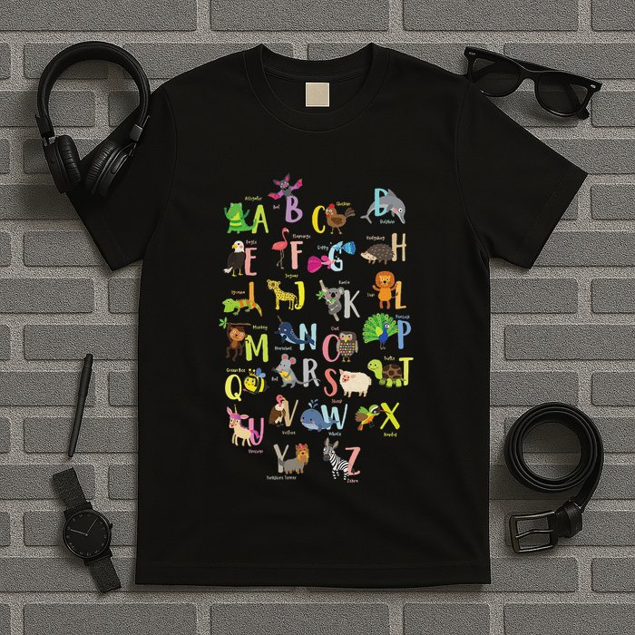 Alphabet Animals Cute Abcs Learning Study Learn Letters T-Shirt