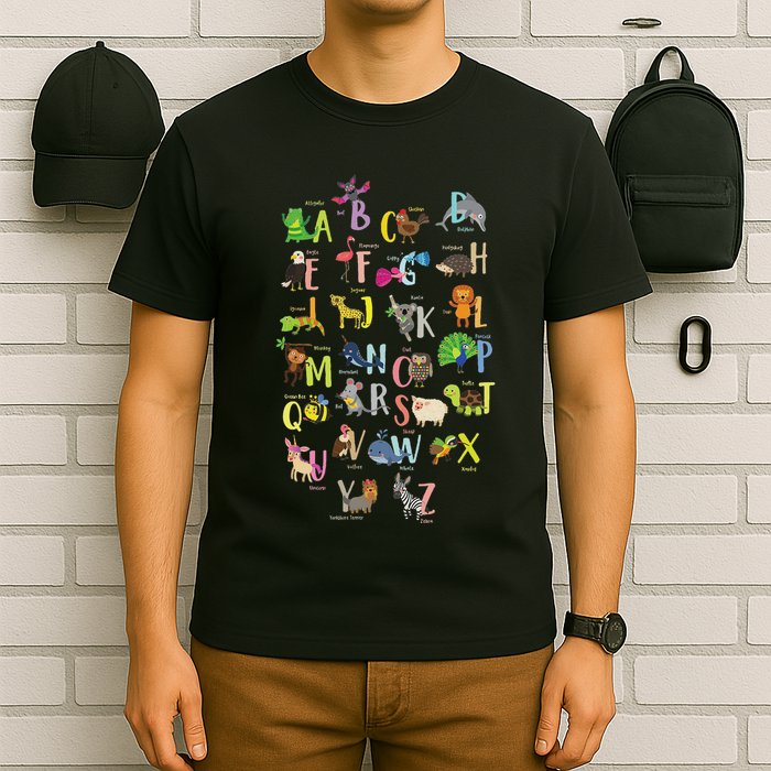 Alphabet Animals Cute Abcs Learning Study Learn Letters T-Shirt