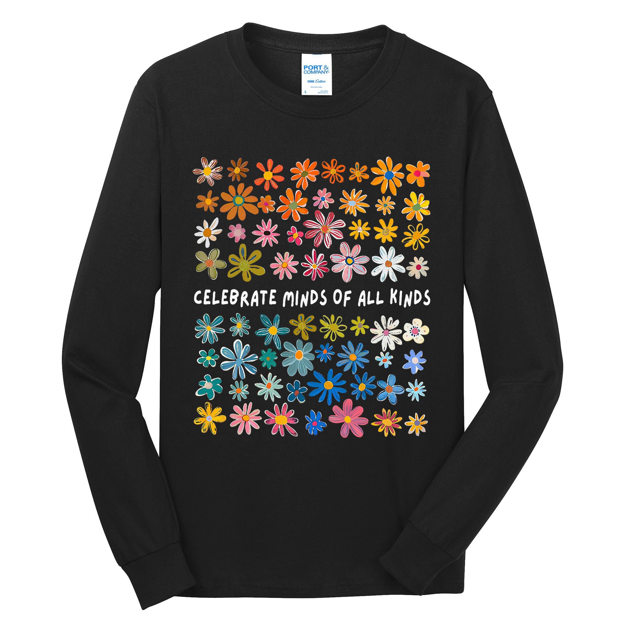 Autism Awareness Celebrate Minds Of All Kinds Wildflower Tall Long Sleeve T-Shirt