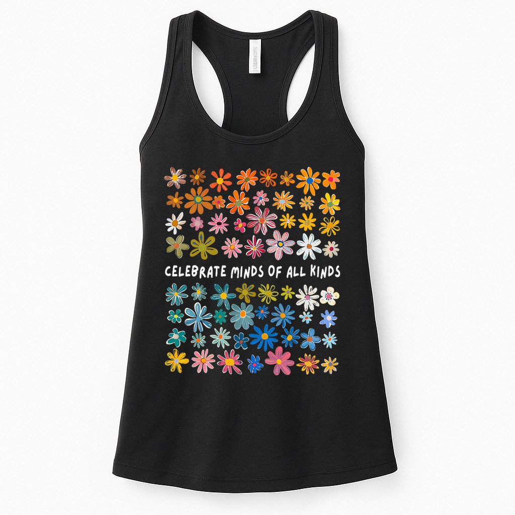 Autism Awareness Celebrate Minds Of All Kinds Wildflower Womens Tank Top
