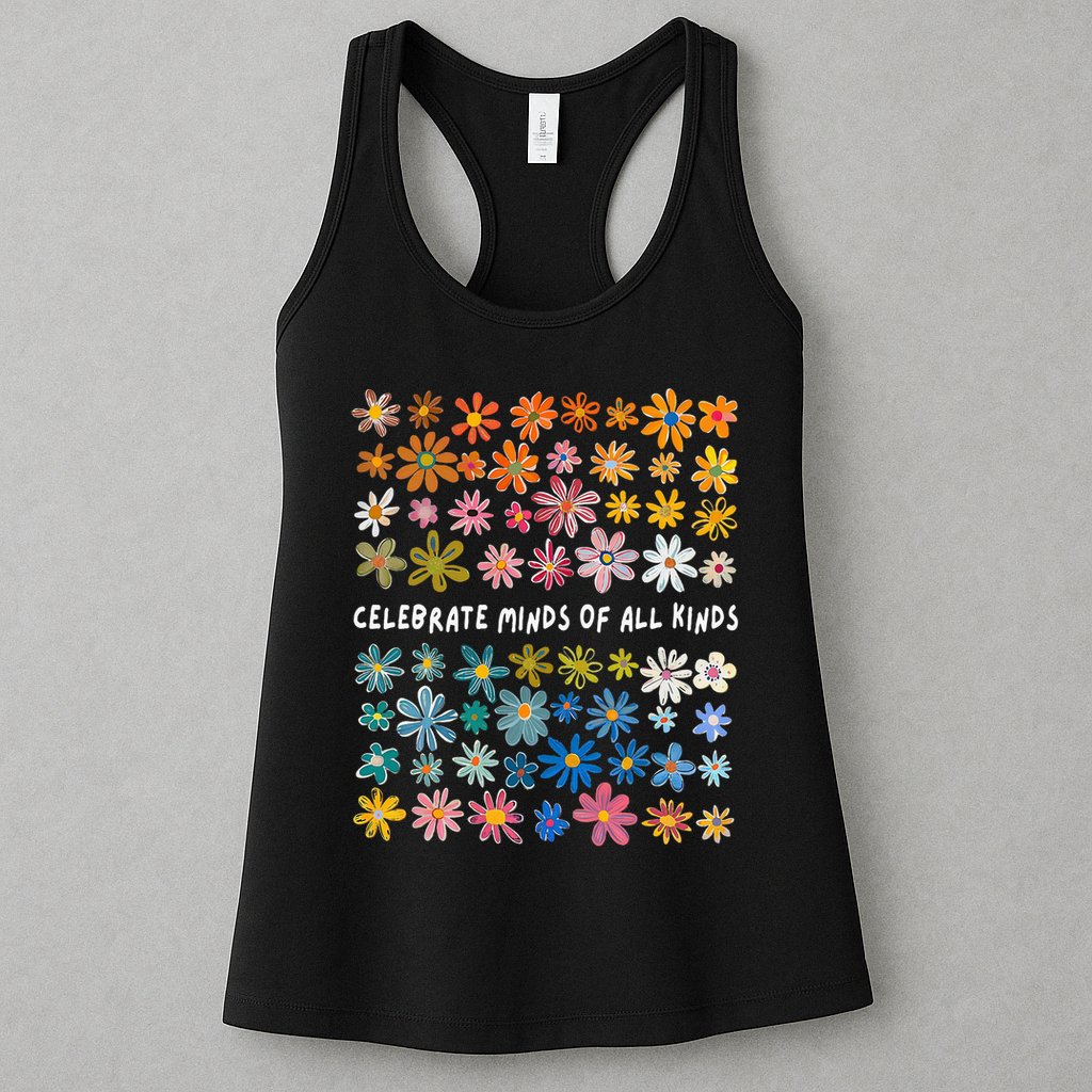Autism Awareness Celebrate Minds Of All Kinds Wildflower Womens Tank Top