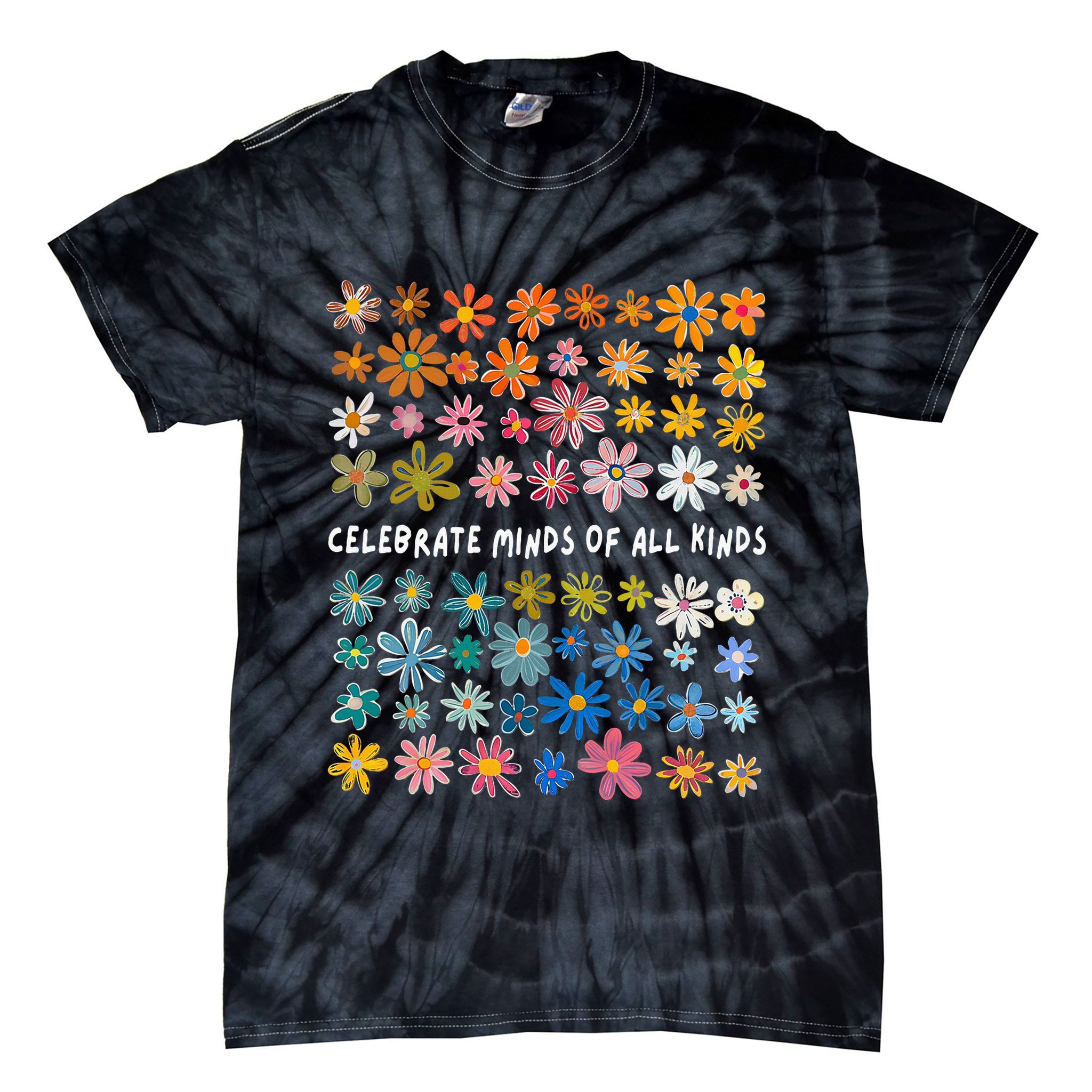 Autism Awareness Celebrate Minds Of All Kinds Wildflower Tie-Dye T-Shirt