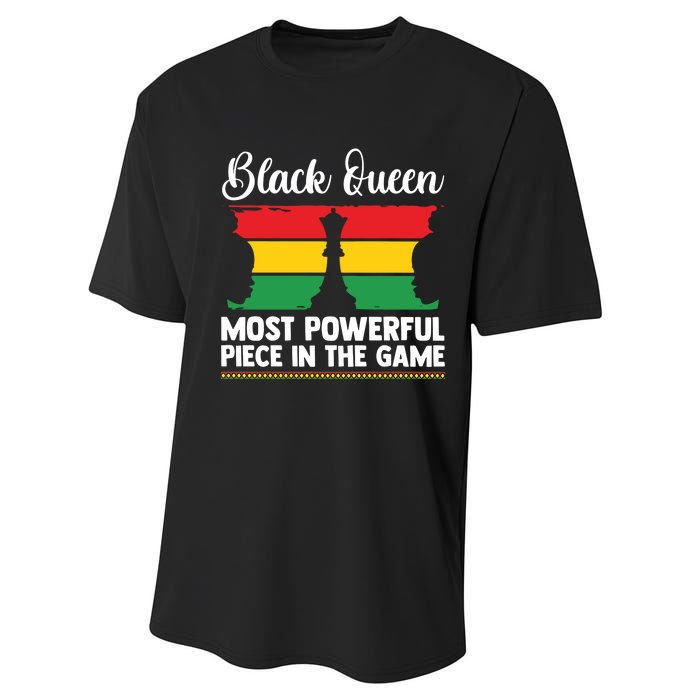 African American Chess Black Queen The Most Powerful Piece In The Game Performance Sprint T-Shirt