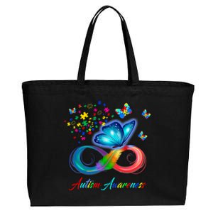 Autism Awareness Colorful Butterfly Cotton Canvas Jumbo Tote