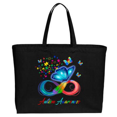 Autism Awareness Colorful Butterfly Cotton Canvas Jumbo Tote