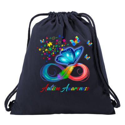 Autism Awareness Colorful Butterfly Drawstring Bag