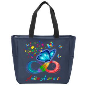 Autism Awareness Colorful Butterfly Zip Tote Bag