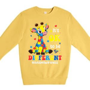 Autism Awareness Cute Giraffe Animals Cute Gift Premium Crewneck Sweatshirt