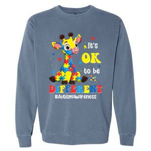 Autism Awareness Cute Giraffe Animals Cute Gift Garment-Dyed Sweatshirt