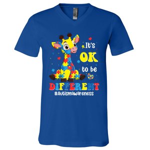 Autism Awareness Cute Giraffe Animals Cute Gift V-Neck T-Shirt