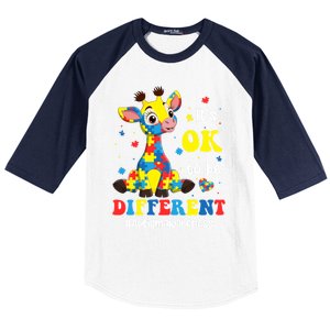 Autism Awareness Cute Giraffe Animals Cute Gift Baseball Sleeve Shirt