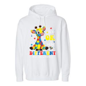 Autism Awareness Cute Giraffe Animals Cute Gift Garment-Dyed Fleece Hoodie