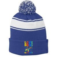 Autism Awareness Cool Gift Love Needs No Words Color Puzzle Gift Cool Gift Stripe Pom Pom Beanie