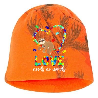 Autism Awareness Cute Gift Sloth Heart Love Needs No Words Cool Gift Kati - Camo Knit Beanie