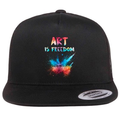 Art Artist Creative Cool Art Watercolor Themed Design Slogan Gift Flat Bill Trucker Hat
