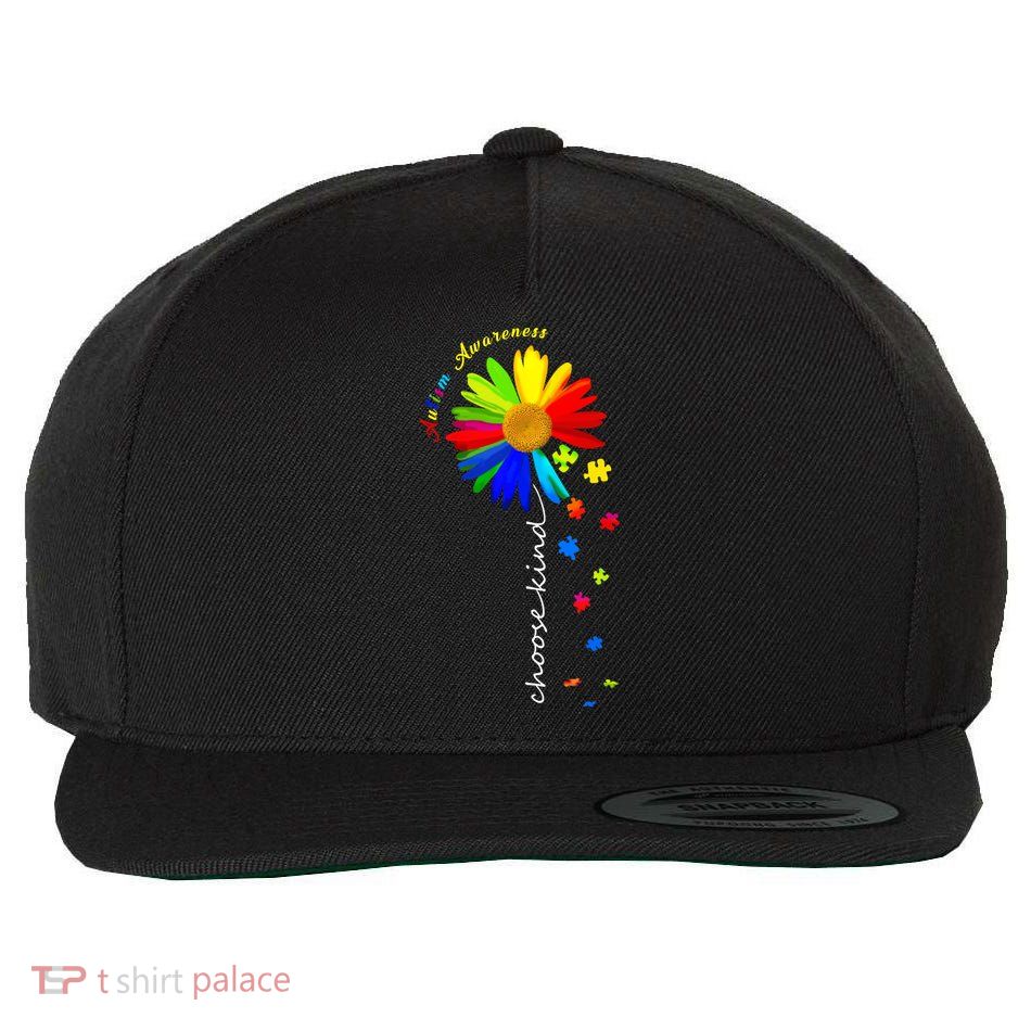 Autism Awareness Choose Kind Sunflower Puzzle Wool Snapback Cap