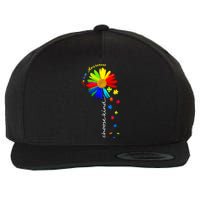 Autism Awareness Choose Kind Sunflower Puzzle Wool Snapback Cap