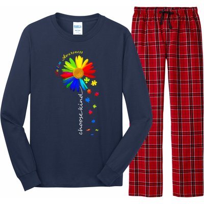 Autism Awareness Choose Kind Sunflower Puzzle Long Sleeve Pajama Set