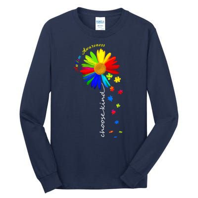 Autism Awareness Choose Kind Sunflower Puzzle Tall Long Sleeve T-Shirt