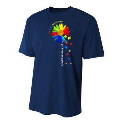 Autism Awareness Choose Kind Sunflower Puzzle Youth Performance Sprint T-Shirt