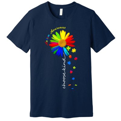 Autism Awareness Choose Kind Sunflower Puzzle Premium T-Shirt