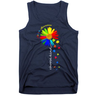 Autism Awareness Choose Kind Sunflower Puzzle Tank Top