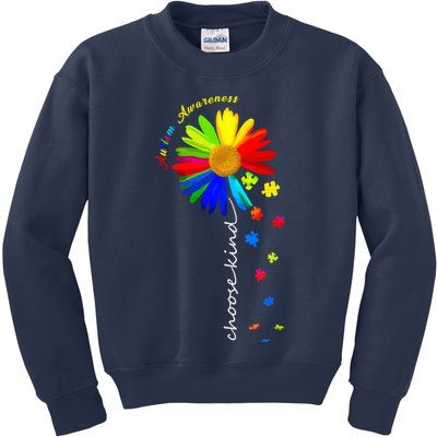 Autism Awareness Choose Kind Sunflower Puzzle Kids Sweatshirt