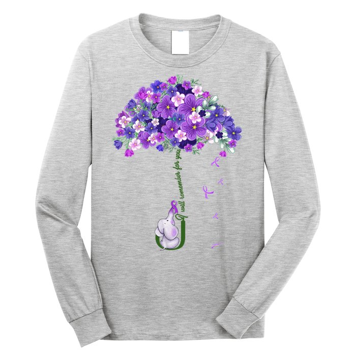 Alzheimer Awareness Cute Elephant I Will Remember For You Long Sleeve Shirt