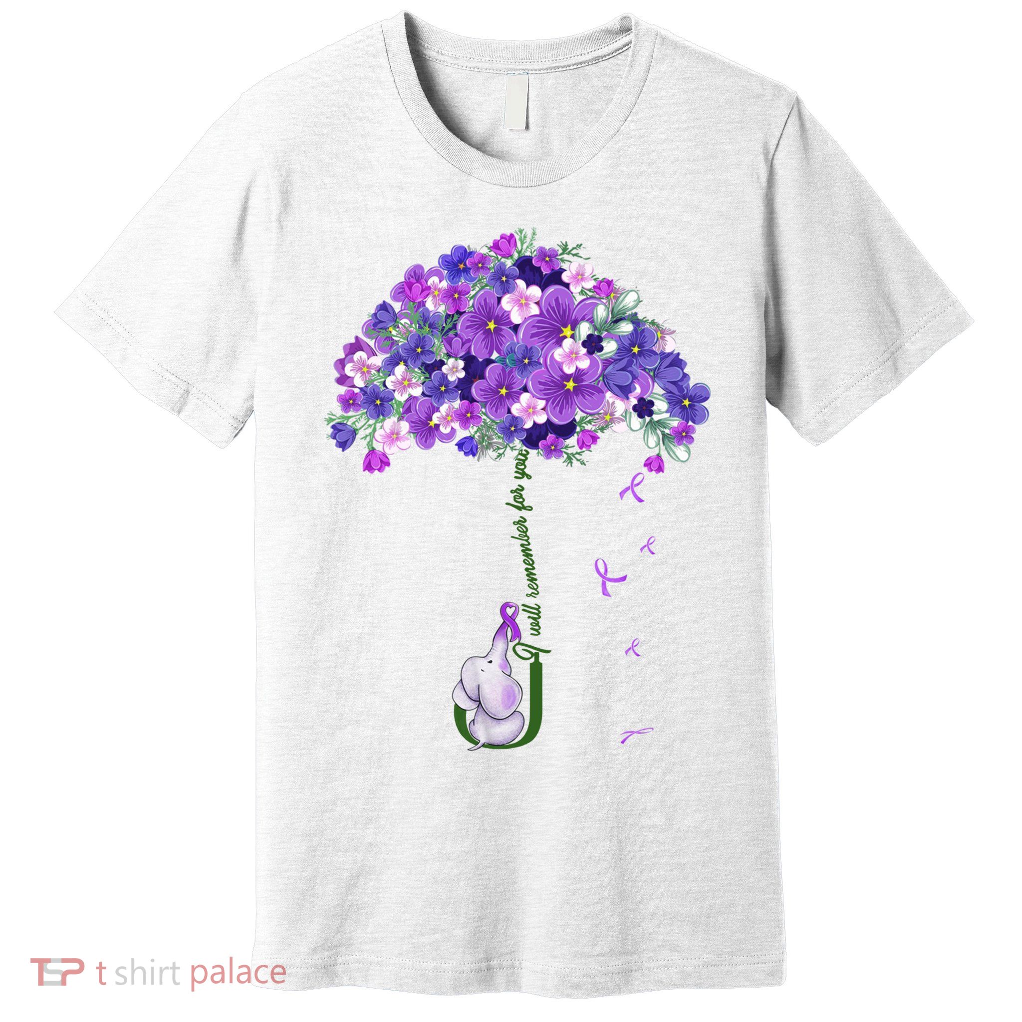 Alzheimer Awareness Cute Elephant I Will Remember For You Premium T-Shirt