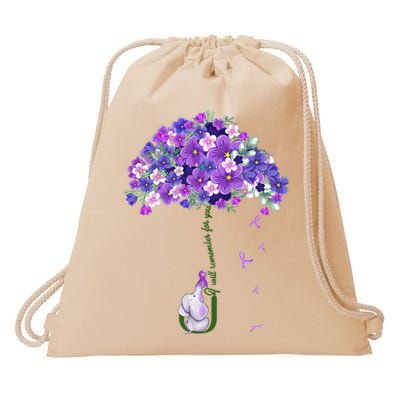 Alzheimer Awareness Cute Elephant I Will Remember For You Drawstring Bag