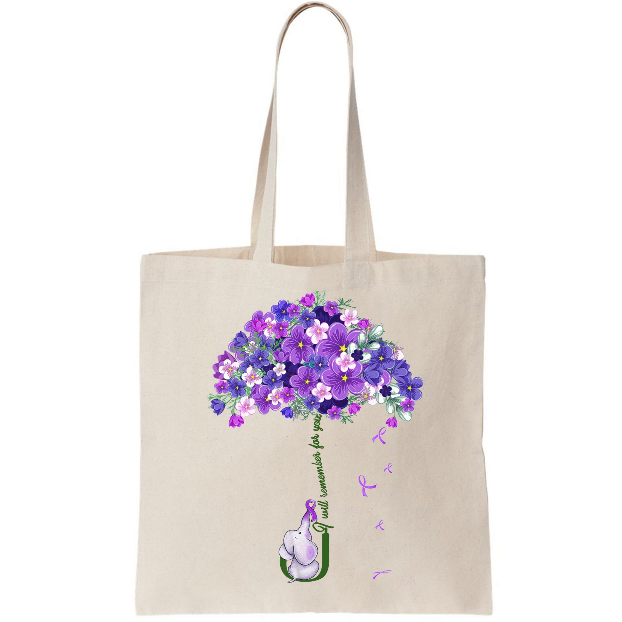 Alzheimer Awareness Cute Elephant I Will Remember For You Bag