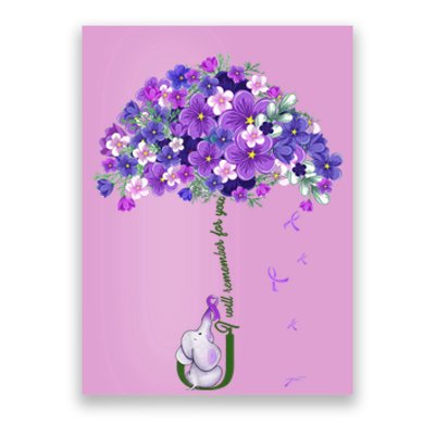 Alzheimer Awareness Cute Elephant I Will Remember For You Poster