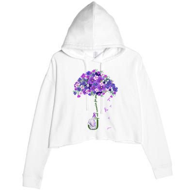 Alzheimer Awareness Cute Elephant I Will Remember For You Crop Fleece Hoodie