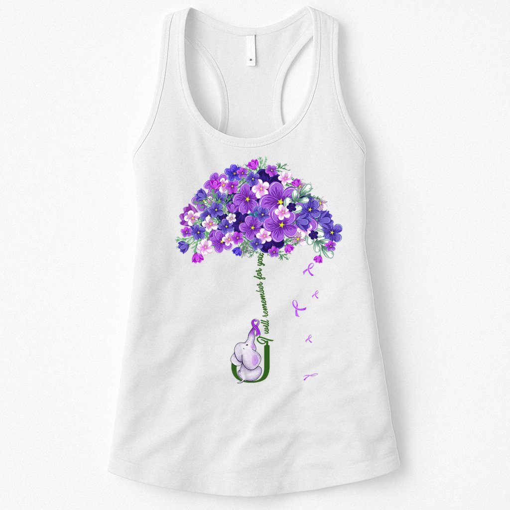 Alzheimer Awareness Cute Elephant I Will Remember For You Womens Tank Top