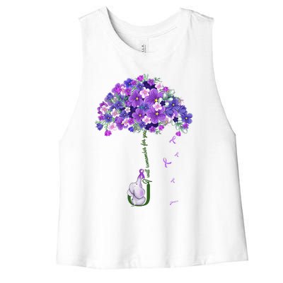 Alzheimer Awareness Cute Elephant I Will Remember For You Women's Racerback Cropped Tank