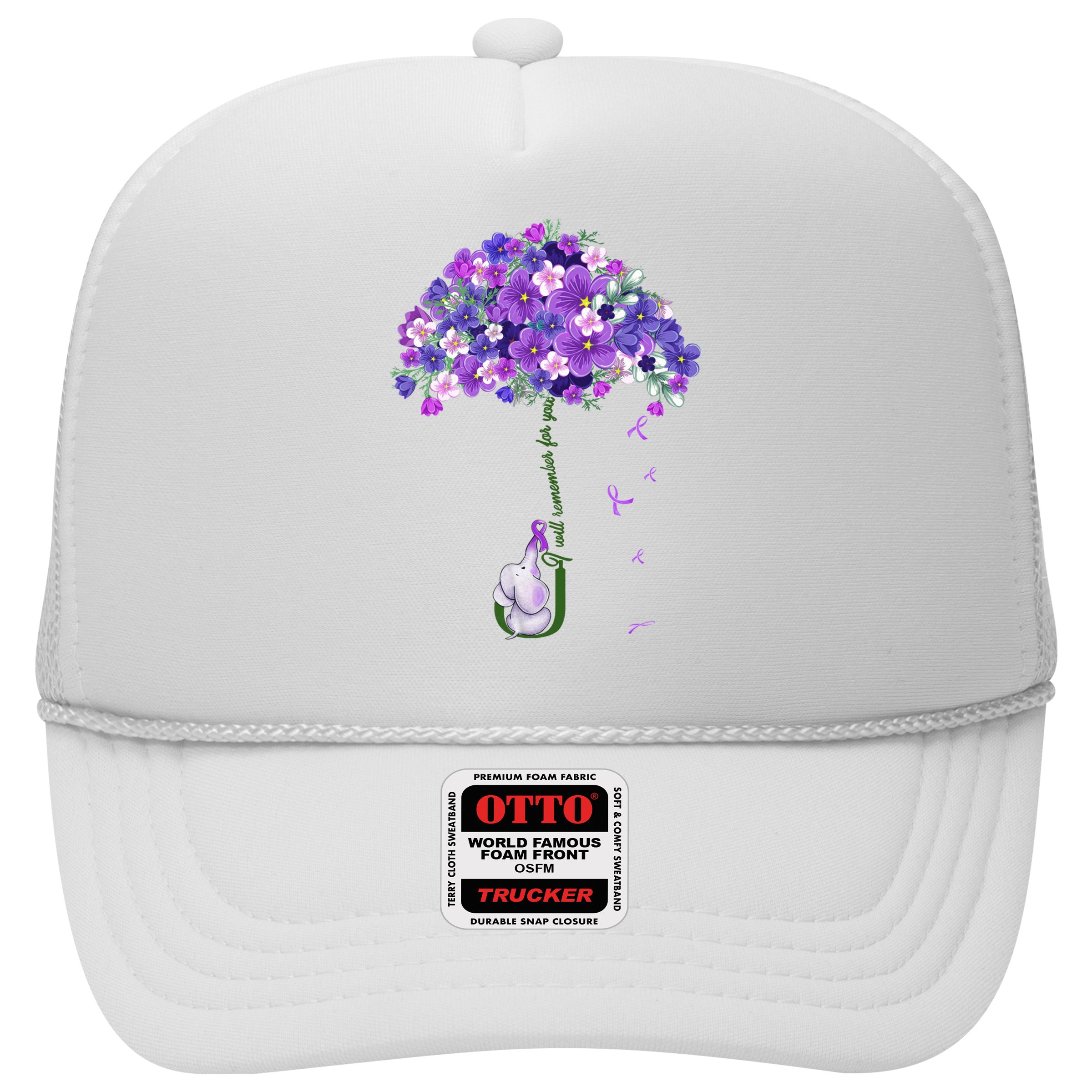 Alzheimer Awareness Cute Elephant I Will Remember For You Hat