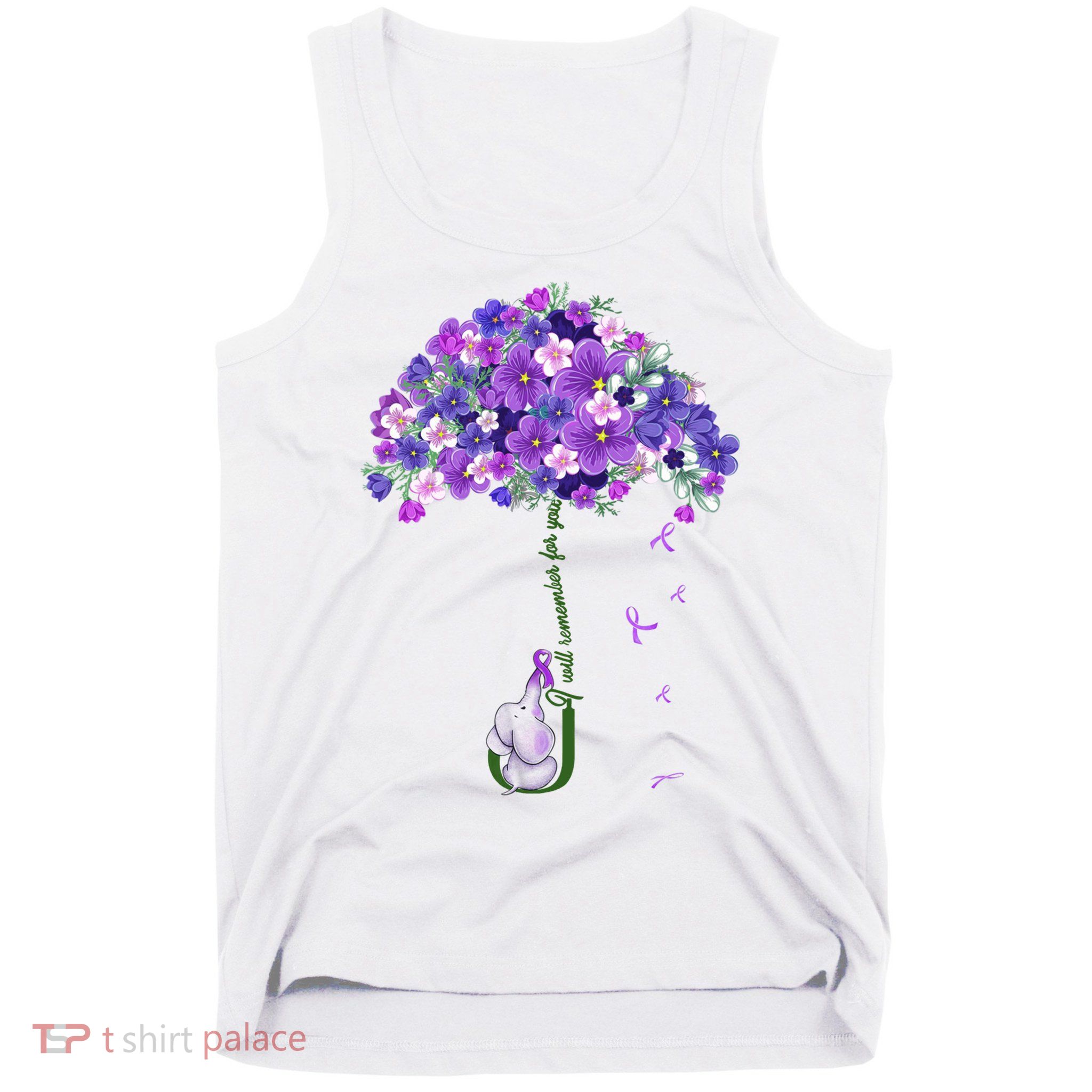 Alzheimer Awareness Cute Elephant I Will Remember For You Tank Top