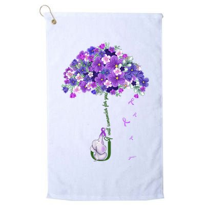 Alzheimer Awareness Cute Elephant I Will Remember For You Golf Towel