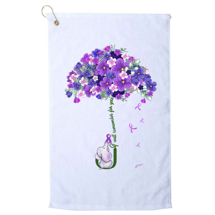 Alzheimer Awareness Cute Elephant I Will Remember For You Golf Towel