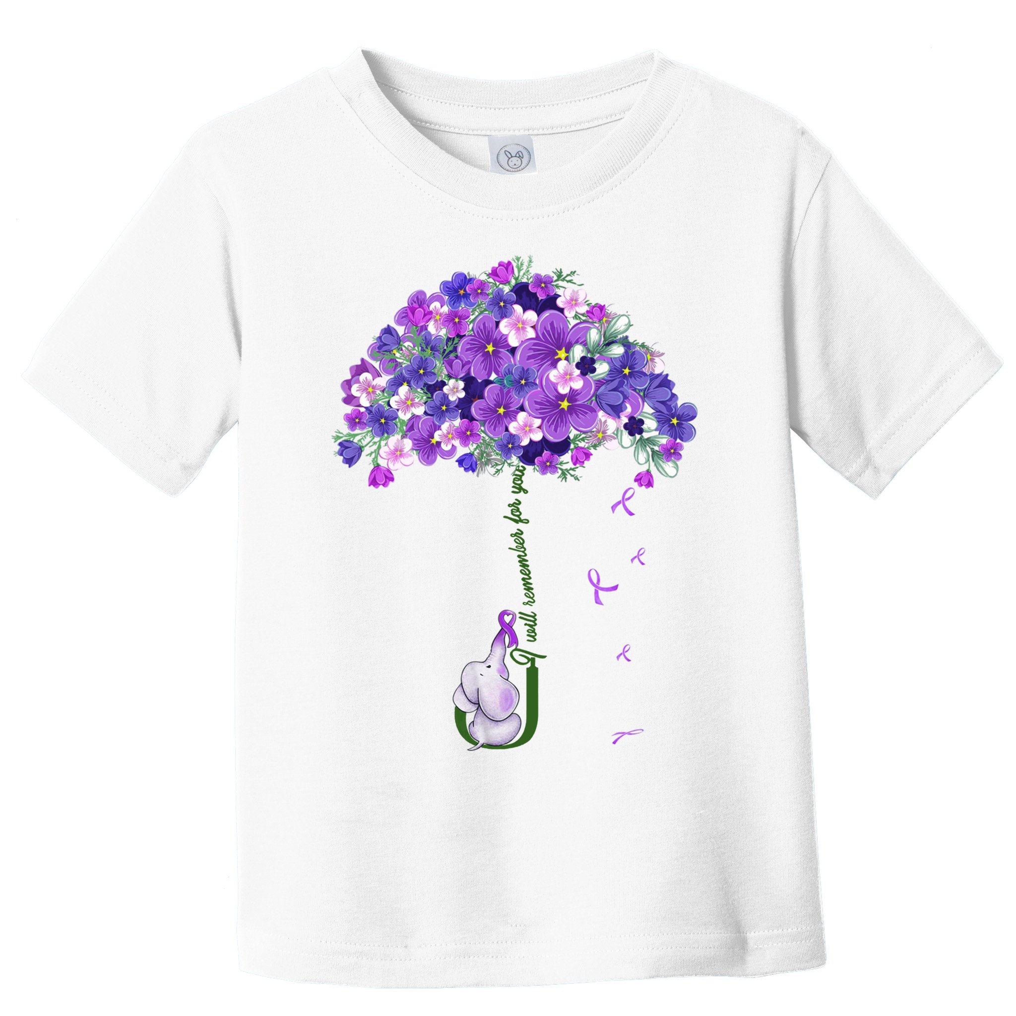 Alzheimer Awareness Cute Elephant I Will Remember For You Toddler T-Shirt