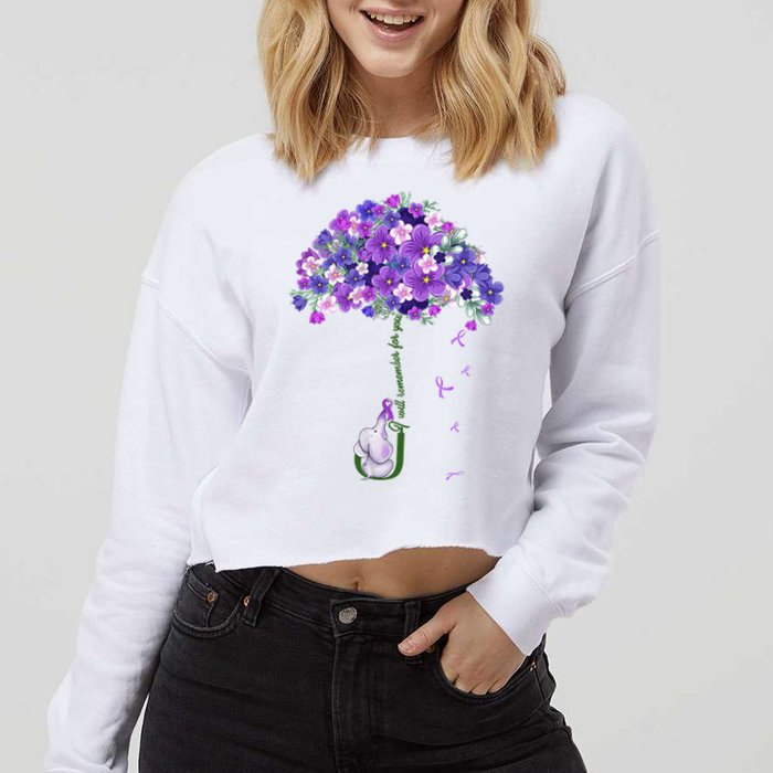 Alzheimer Awareness Cute Elephant I Will Remember For You Cropped Pullover Crew