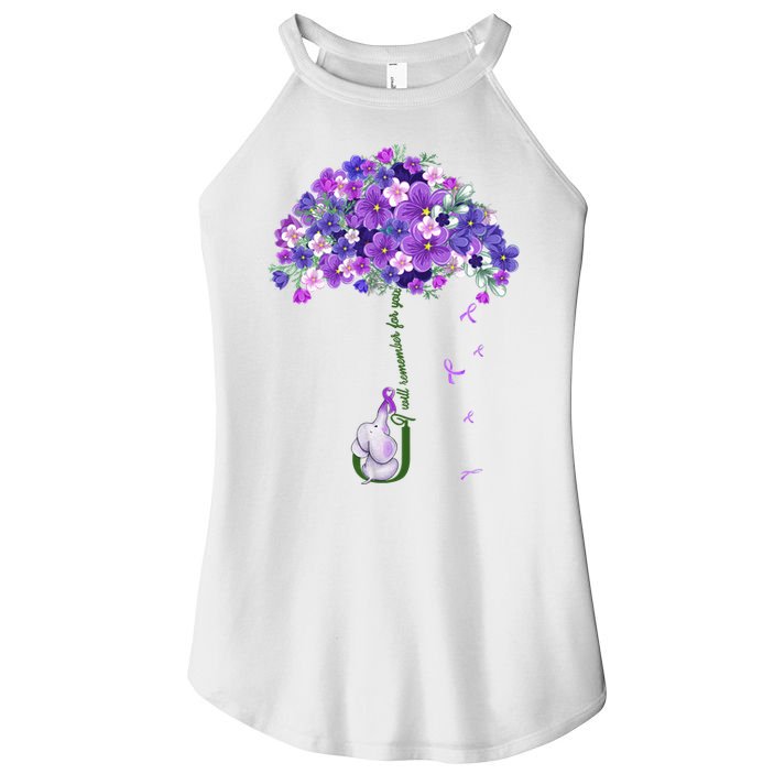 Alzheimer Awareness Cute Elephant I Will Remember For You Women's Perfect Tri Rocker Tank