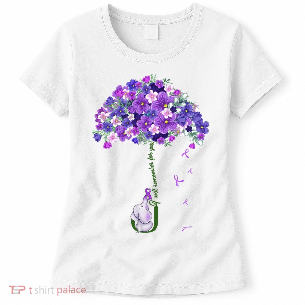 Alzheimer Awareness Cute Elephant I Will Remember For You Womens T-Shirt