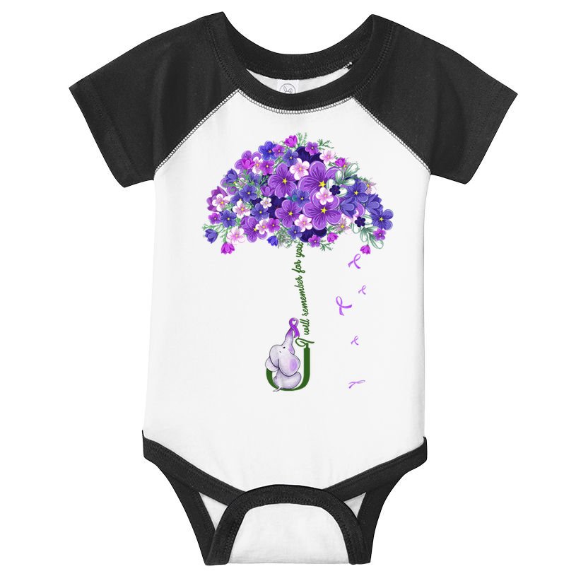 Alzheimer Awareness Cute Elephant I Will Remember For You Infant Baby Jersey Bodysuit