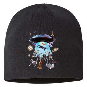 Aliens Abducting Cats Cat Kittens Ufo Saucer Cat Lover Sustainable Beanie