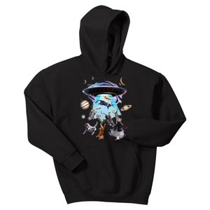 Aliens Abducting Cats Cat Kittens Ufo Saucer Cat Lover Kids Hoodie